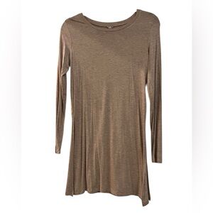 Jo & Co Women's Long Sleeve Side Slit Tunic Shirt Beige Tan